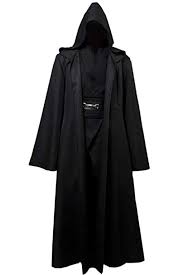 Allten Mens Cosplay Costume Black Linen Halloween Robe Tunic Outfit