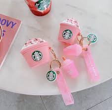 Pink Starbucks Airpod Case With Cute Key Chain Pendant Etsy Cute Ipod Cases Pink Starbucks Airpod Case