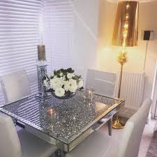 Diamond Crush Mirrored Dining Table Hos Home Mirrored Furniture Affordable Luxury Mirrored Furniture Affordable Furniture Furniture