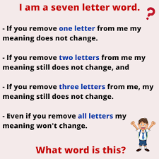 We did not find results for: I Am A Seven Letter Word Puzzle With Answer Puzzle Puzzles Puzzlefeed Whatsapppuzzles Word Puzzles Brain Teasers Word Puzzles With Answers Word Puzzles