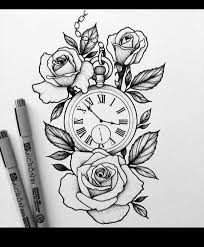 Pin By Douglas Santos On Save Watch Tattoo Design Clock And Rose Tattoo Rose Drawing Tattoo
