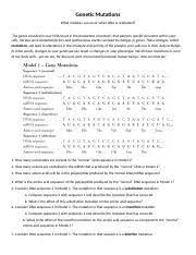 Pogil activities for ap biology answer key genetic mutations the genes encoded in your dna result in the production of proteins that perform specific functions within your cells. For Each Of The Mutations A D In Model 2 Circle The Substitution That Occurred Course Hero