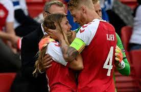 She was watching the match of her husband and running on the pitch, sabrina kvist jensen. Danish Player Simon Kjaer Hailed For Consoling Christian Eriksen S Wife As Eriksen Collapsed During A Match