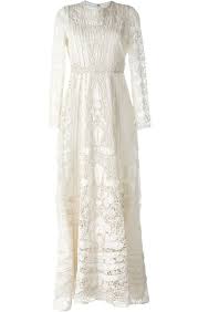Pour Un Mariage Dans La Campagne Provencale Robe Longue Brodee En Soie Et Coton Blanc Casse Valentino Robe Longue Robe Coton Blanc