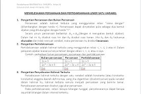 Walaupun terdapat variabel x pada ruas kiri dan ruas kanan, namun dianggap satu variabel yaitu :x. Persamaan Linier Satu Variabel Smp Mts Kelas Vii Matematika Awan Asyik