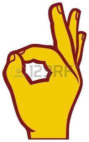 Ok With Green Text Over Blue Color Background Symbol Drawing Hand Symbols Ok Hand Sign