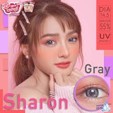 🎗️มีค่าสายตา🎗️ Kitty Kawaii Sharon Gray brown🎗️ยี่ห้อคิตตี้คาวาอิ  กรองแสง เลนส์แบบโต ลายสวย ค่าอมน้ำ 55% ขายดีมาก คอนแทคเลนส์