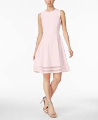 Calvin Klein Illusion Trim Fit Flare Dress Regular Petite Sizes Blossom Fit Flare Dress Flare Dress Fashion