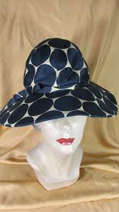 1960/70s EMME Navy and Tan Polka Dot SILK Hat.......size Medium