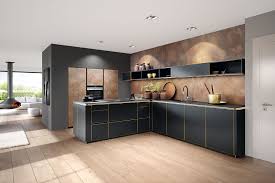 Hier Ist Der Name Programm Eine Kuche Mit Besonderem Flair Die Grifflose Flair Schwarz Kombiniert Mit Der Fe Moderne Kuche Nolte Kuche Dunkle Kuche