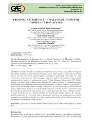Although the act contains some progressive provisions that appear in recommendations adopted by organizations such as the organization. Pdf Criminal Attempt In The Malaysian Computer Crimes Act 1997 Act 563
