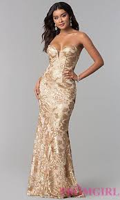 Long Strapless Sequin Zoey Grey Prom Dress Rose Gold
