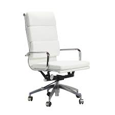 Mid Century Modern Office Chair In White Leather