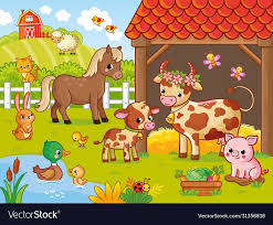 Farm With Animals In Cartoon Style Vector Illustration With Pets Large Set Of Animals And Birds Do In 2020 Cartoon Styles Wild Animals Vector Cartoon Jungle Animals
