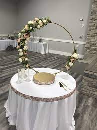 Cake Table Decor Hoop And Flowers Wedding Cake Table Decorations Cake Table Decorations Wedding Cake Stand Gold