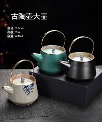 仿古茶壶提梁壶陶瓷复古泡茶器家用铜把单壶茶水壶日式功夫茶具 tmall com天猫 tea pots ceramic teapots chinese tea set