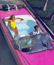 Swimming Pool Car Pink Convertible Barbie Car Retro