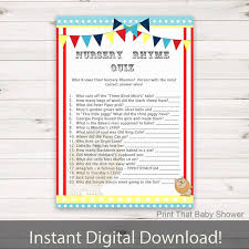 So many years of grand tradition and gala performances! Baby Shower Games Nursery Rhyme Quiz Game Circus Baby Shower Circus Shower Games Nursery Rhyme Game Circus By Print That Baby Shower Catch My Party