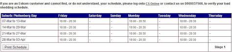 Eskom load shedding, mount frere, eastern cape. Eskom Load Shedding Schedule Plettenberg Bay News