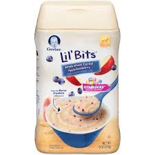 Gerber Lil Bits Whole Wheat Apple Blueberry Baby Cereal 8 Oz Pack Of 6 Walmart Com Baby Cereal Baby Food Recipes Wheat Cereal