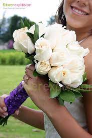 Wedding bouquets white and beige roses. White Rose Bridal Bouquet
