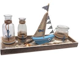 Weitere ideen zu garten, holzdeko, bastelarbeiten. Tablett Maritime Deko Tischdeko Segelboot Vasen Sommer Blau Braun Garten Terrasse