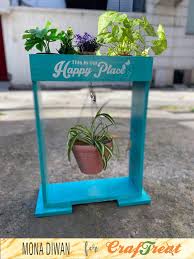 Sturdy black chains are included. Craftreat Painted Wooden Hanging Plant Stand