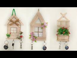 Raise your hand if you are looking for popsicle stick crafts! 3 Beautiful Key Stand Ideas With Popsicle Sticks Wall Decor Craft Youtube Diy Popsicle Stick Crafts Craft Stick Crafts Key Holder Diy
