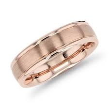 Brushed Inlay Wedding Ring In 14k Rose Gold 6mm Blue Nile Rose Gold Mens Wedding Band Wedding Rings Sets Gold Wedding Rings Rose Gold