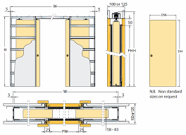 Diagram Showing Dimensions Of The Eclisse Sliding Pocket Door Gear System For Double Doors Sliding Pocket Doors Pocket Doors Double Pocket Door