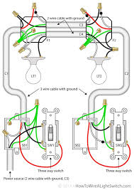 This document explains some of the most common the idea is to wire the dimmer/switch to the light, and then use the existing wires going between in the diagram, the blue wire coming from the light would get connected to the line (hot). Two Lights Between 3 Way Switches Power Via A Switch How To Wire A Light Switch Home Electrical Wiring Electrical Wiring 3 Way Switch Wiring
