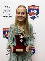 Congratulations to Maddison Lewis of Sebastopol for taking out the 13 and  under best and fairest with 25 votes. Georgia Bodey (North Ballarat) was  the runner up