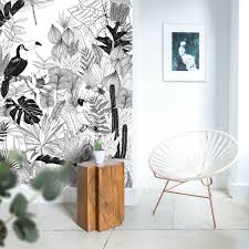 Papier Peint Jungle Salon Papier Peint Magnetique Jungle Un Univers Sauvage Au Feuillage Dense En Noir Et Blanc Pour Deco Deco Murale Papier Peint Magnetique