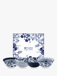 Traditional designs include cherry blossoms, flowers dark blue cherry blossom rice bowl set for four. Tokyo Design Studio Bone China Bowls Set Of 4 15cm Blue White