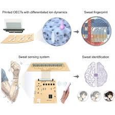 An inkjet-printable organic electrochemical transistor array with  differentiated ion dynamics for sweat fingerprint identification