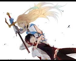 This white haired anime boy is one of the main characters in the snow white with the red hair anime and manga series. Anime Girl With Sword And Black Hair And Red Eyes Otaku Wallpaper