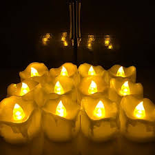 Amazon Com Youngerbaby 24pcs Amber Yellow No Flicker Wax Dripped Unscented Small Battery Operated Led Flam Flameless Tea Lights Flameless Led Candles Candles