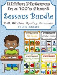 Hidden Pictures In A 100s Chart Seasons Bundle Fall Winter Spring Summer