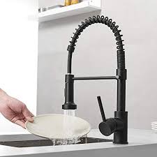 Granite kitchen sink single bowl premium. Owofan Lead Free Commercial Solid Brass Single Handle Single Lever Pull Down Sprayer Spring Kitchen Sink Faucet Paint Black Kitchen Faucets 9009r A Buy Online At Best Price In Uae Amazon Ae