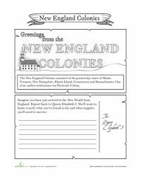 New England Colonies Postcard Worksheet Education Com Middle Colonies Social Studies Education Social Studies Worksheets