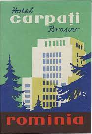 Hotel Carpati Brasov 95mm 66mm Vintage Travel Posters Vintage Poster Design Vintage Poster Art