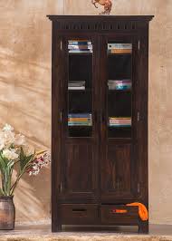 Living room furniture/bookshelves & bookcases/bookshelves/media cabinets. Buy Solid Wood Kuber Bookcase With Glass Doors Online New Launches Bookcase Latest Collections Saraf Furniture