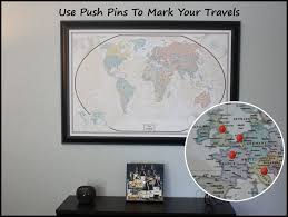 Travel Map With Pins And Black Frame Etsy Travel Map Pins Travel Maps Pushpin Travel Map
