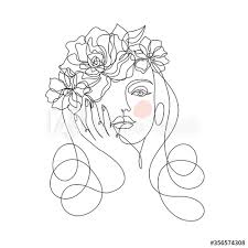 Maybe you would like to learn more about one of these? Beauty Woman Face With Flowers One Line Drawing Art Abstract Minimal Portrait Continuous Line Minimalist Orchids Flowers In Hair Vector Illustration Wall Mural Colorvalley