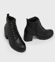 Pay in interest free payments with more info. Black Lace Up Block Heel Chunky Boots New Look