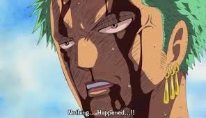 And In The End Zoro Tells Sanji Nothing Happened Roronoa Zoro Zoro One Piece Episodes