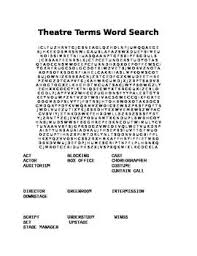 This Is A Beginners Theatre Word Search And Definitions Page Worksheet Of 20 Key Terms To Know This Includes Keys To Both The Theatre Terms Definitions Words