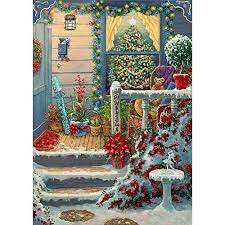 5d Full Drill Diamond Painting Kit Feilin Christmas Door Diy Diamond Rhinestone Painting Kits For Adults And Beg Painting Christmas Tree Flowers Christmas Art