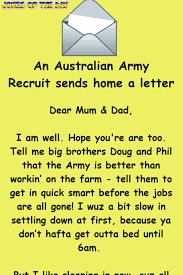 An Australian Army Recruit Sends Home A Letter In 2020 Funny Brother Quotes Army Recruitment Work Jokes
