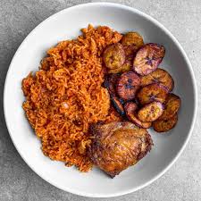 Jollof rice + plantain +chicken